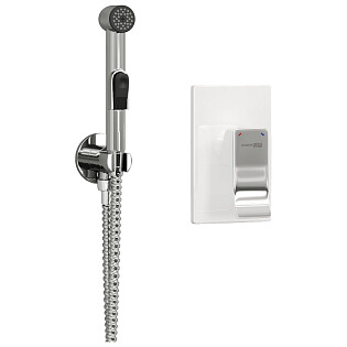 Гигиенический душ с встраиваемым смесителем хром, белый Wasserkraft A010657WHITE