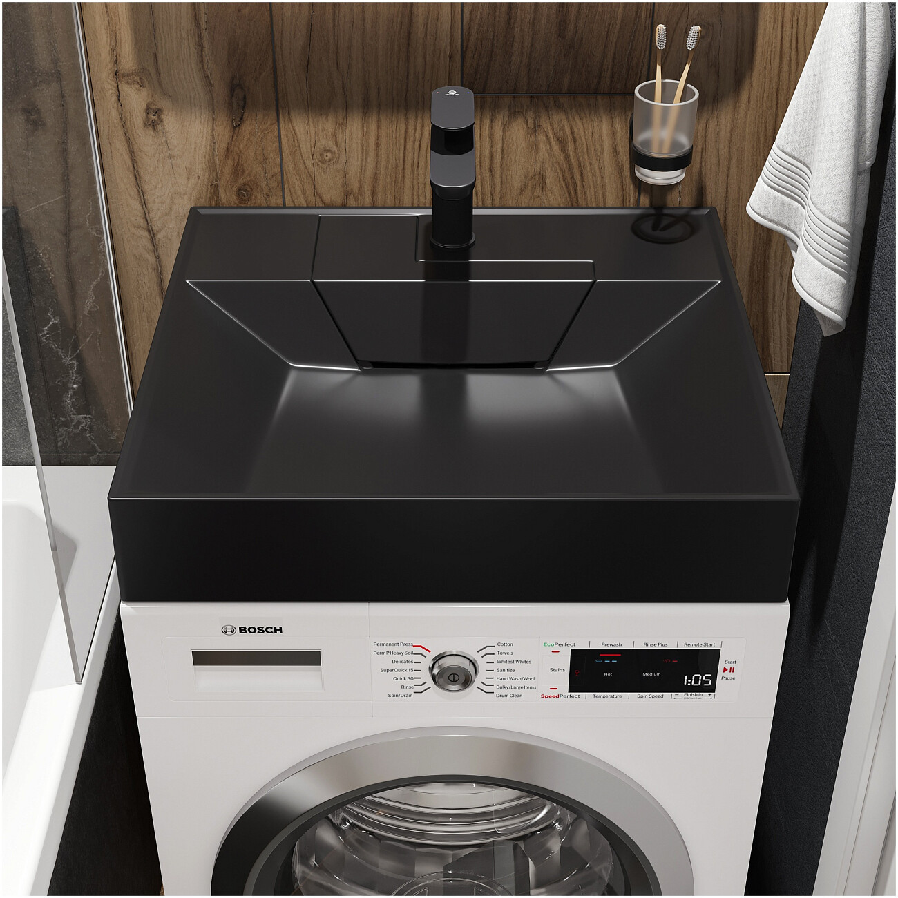 Раковина на стиральную машину 60x55 см черная Stworki "Дублин" - изображение 5