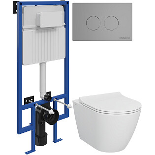 Унитаз подвесной &quot;Молде&quot; 7551N003-7700 с инсталляцией Stworki 510162 и кнопкой &quot;Хельсинки&quot; 500473