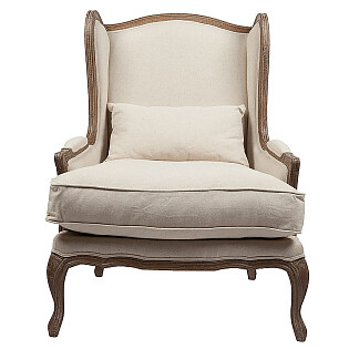 Кресло с деревянными подлокотниками бежевое Lorraine Chair with Burlap