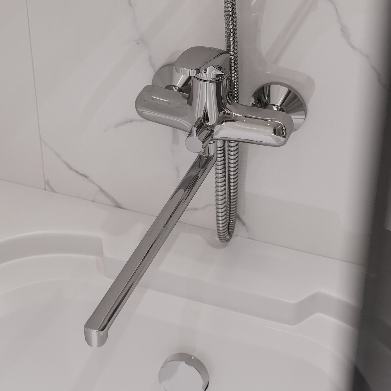 Смеситель настенный однорычажный хром Diwo "Коломна" KL-07cr - изображение 5