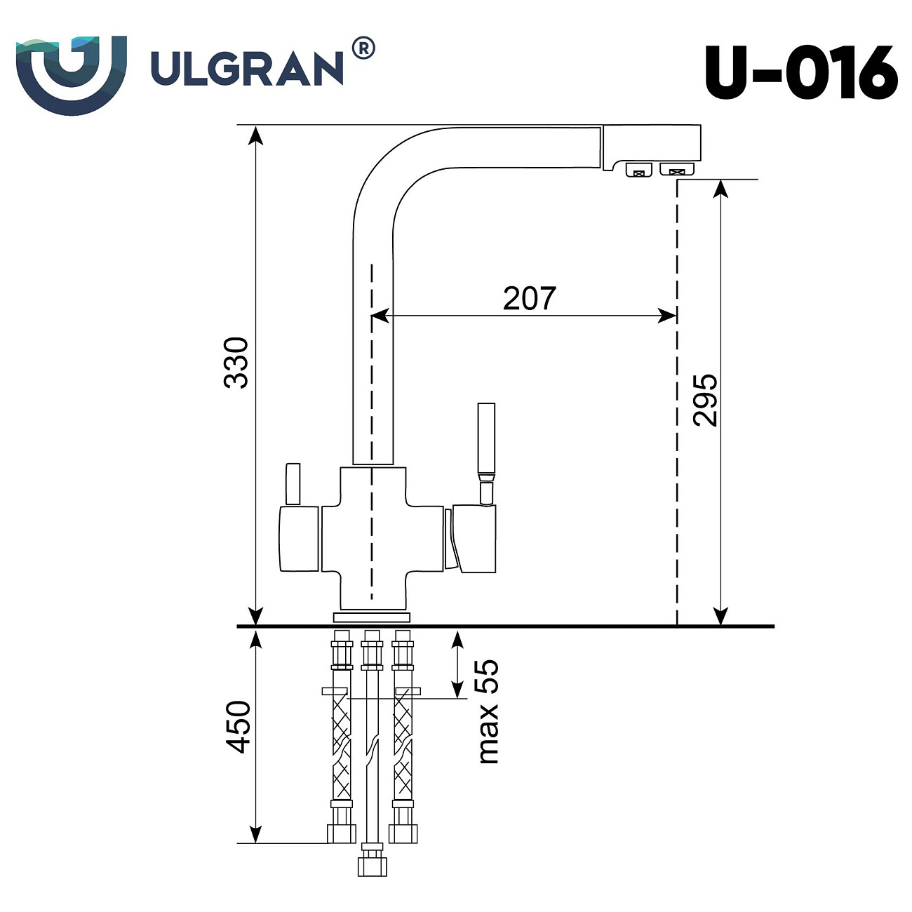 Смеситель для кухни с изливом для фильтрованной воды черный Ulgran U-016-308 - изображение 2