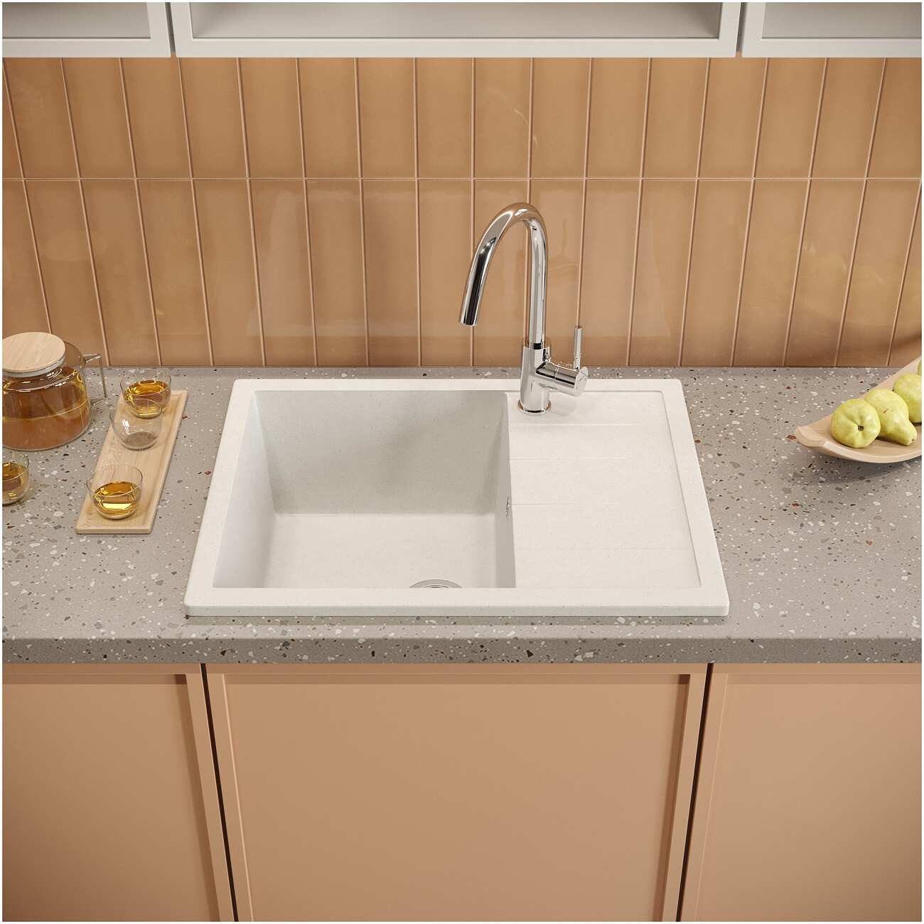 Мойка кухонная белая Domaci "Болонья" М-151-001 - изображение 7