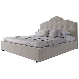 Кровать двуспальная 180х200 светло-бежевая с фигурным изголовьем Palace