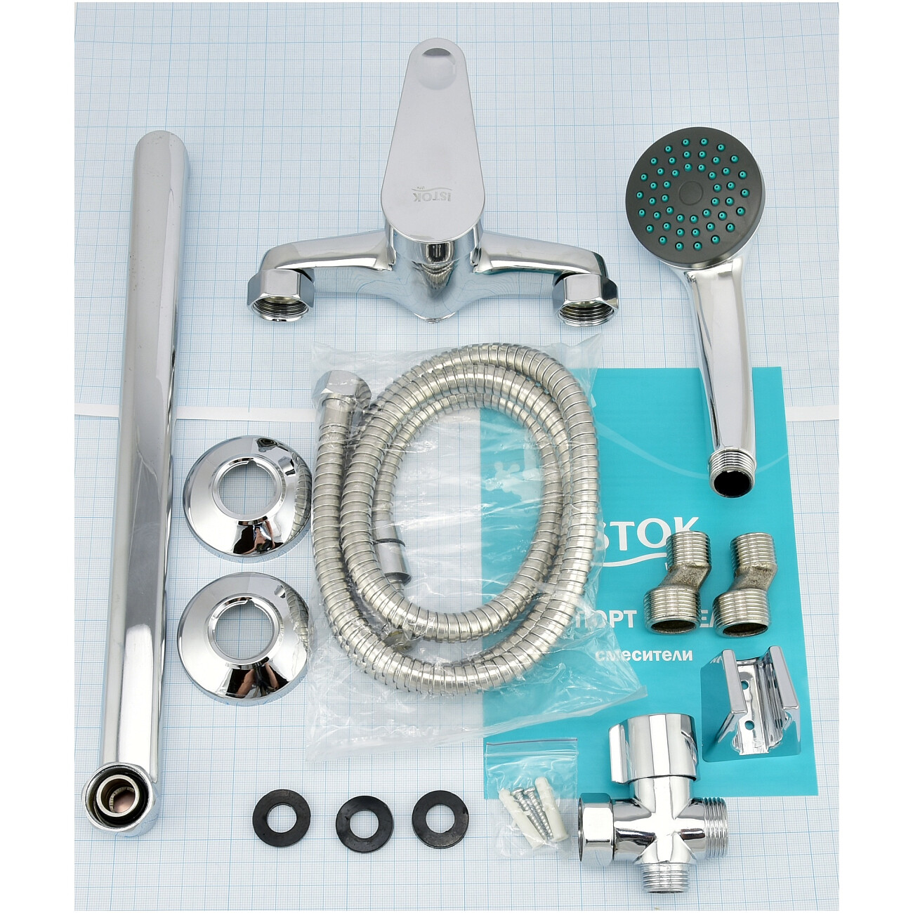 Смеситель для ванны однорычажный с душевым гарнитуром хром Istok life Standard 0402.717 - изображение 9