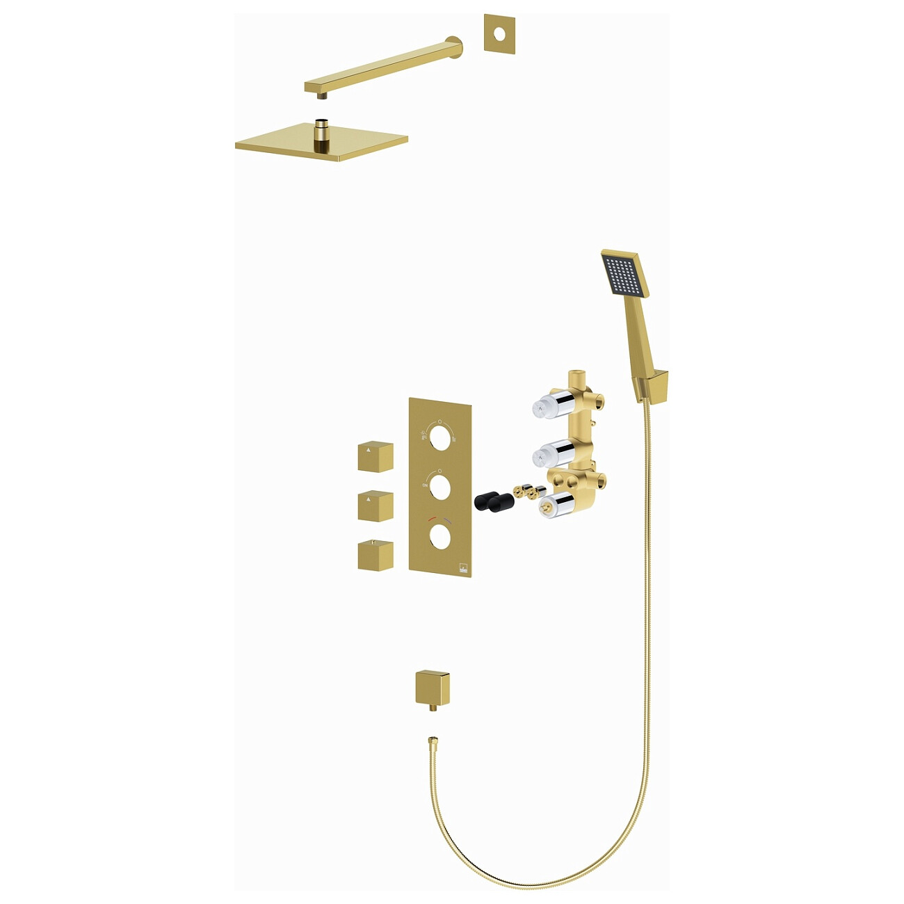 Душевой комплект с термостатом и тропическим душем золотой Timo Tetra-thermo SX-0179-17SM - изображение 2
