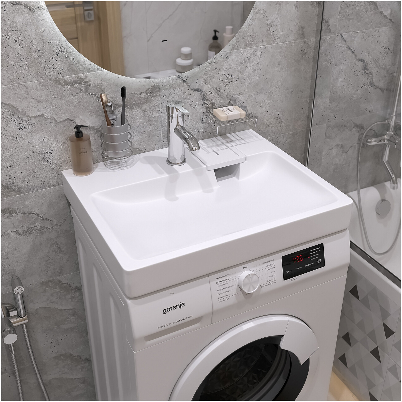 Раковина на стиральную машину 60х50 см белая Diwo "Коломна" RnDKS-50 - изображение 4