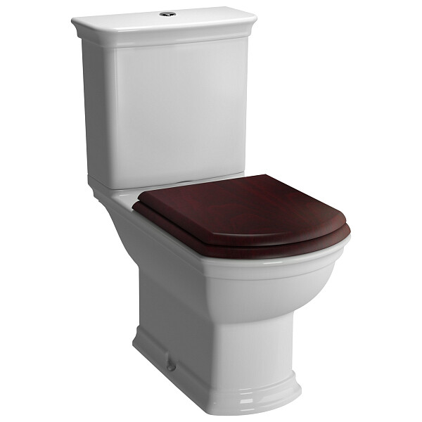 Унитаз напольный с деревянной крышкой белый, коричневый Vitra Serenada 9722B003-7204 - изображение 1