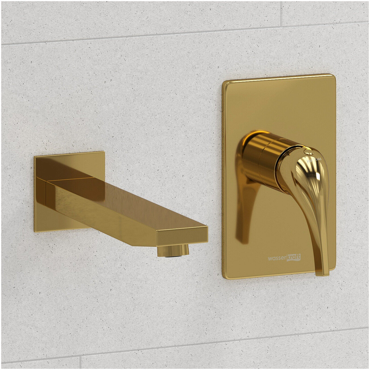 Смеситель для раковины встраиваемый с изливом золото Wasserkraftй A71573 - изображение 2