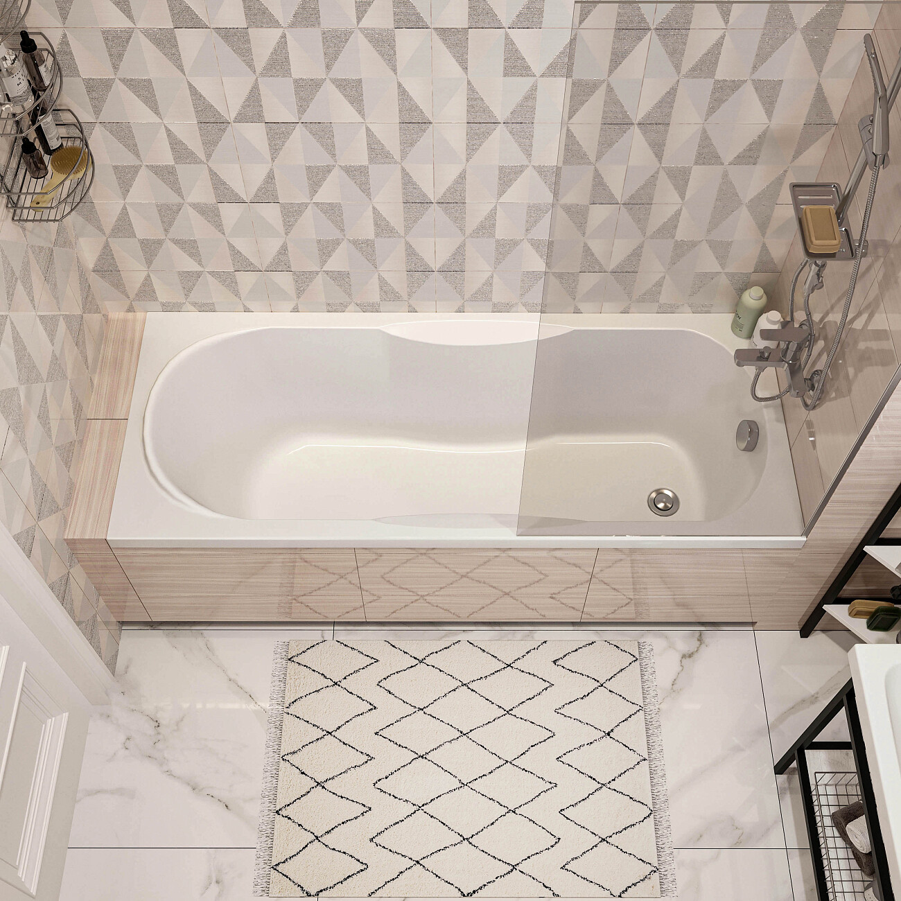 Акриловая ванна с ножками 160x70 см белая Diwo "Ярославль" 333192, 333194 - изображение 5