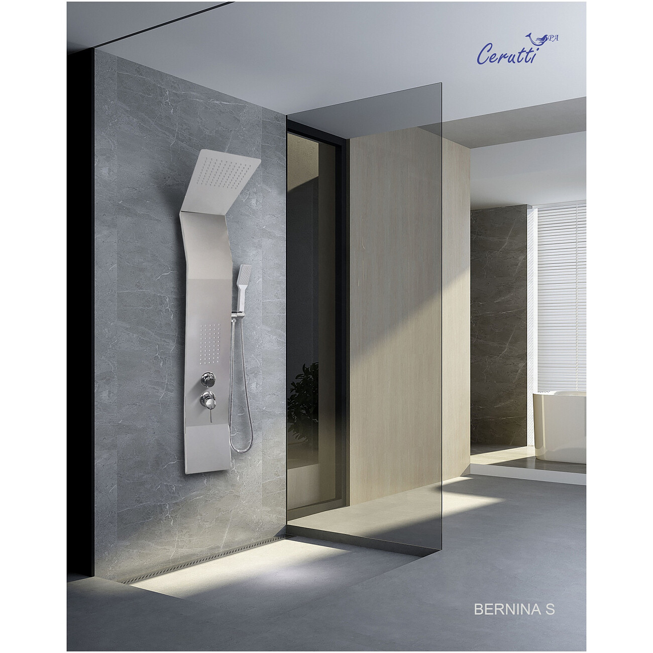 Душевая панель с тропическим душем 136х22 см серебро Cerutti SPA Bernina S CT8983 - изображение 3