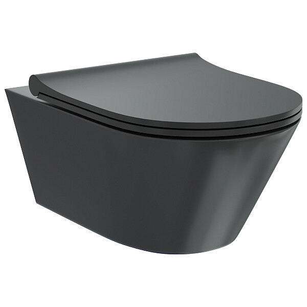 Унитаз подвесной безободковый черный Creto Logan L3 1003-002-L3BlMat - изображение 1
