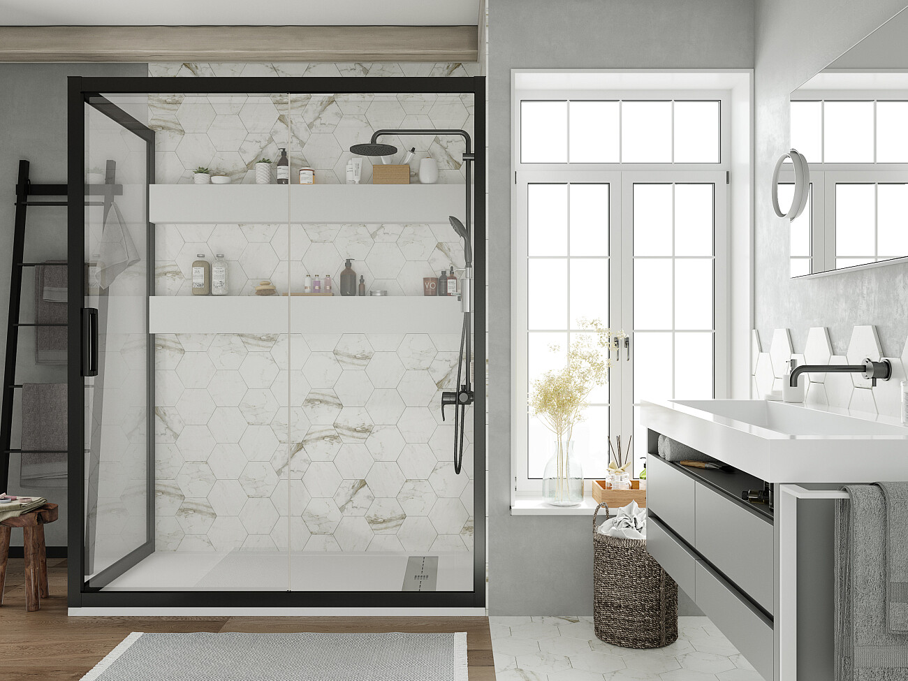 Душевой уголок прямоугольный 90х160 см черный Stworki "Эстерсунд" 3GW182TTKK000 - изображение 4