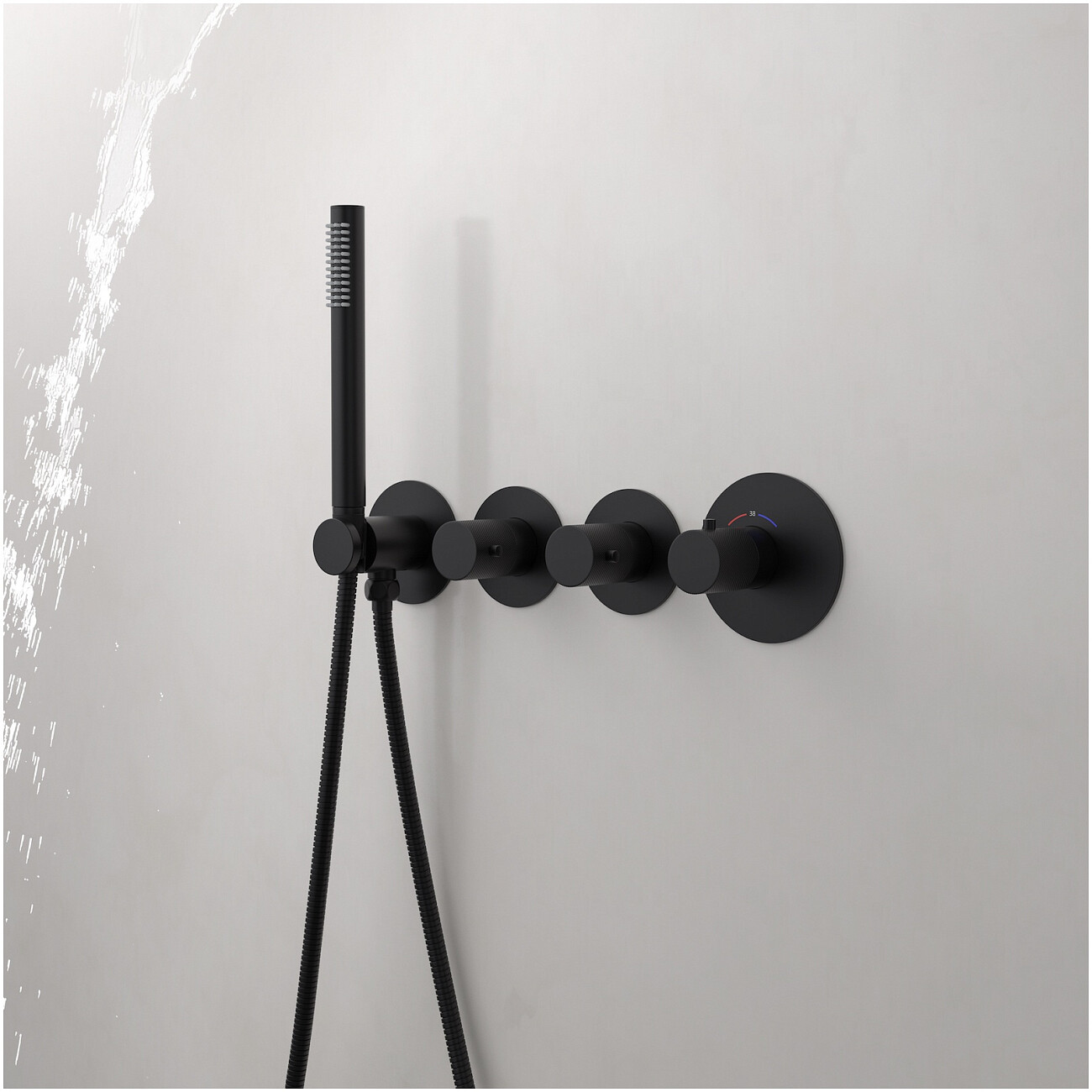 Душевой комплект встраиваемый с верхним душем и термостатом черный Timo Saona SX-2350-03SM - изображение 5