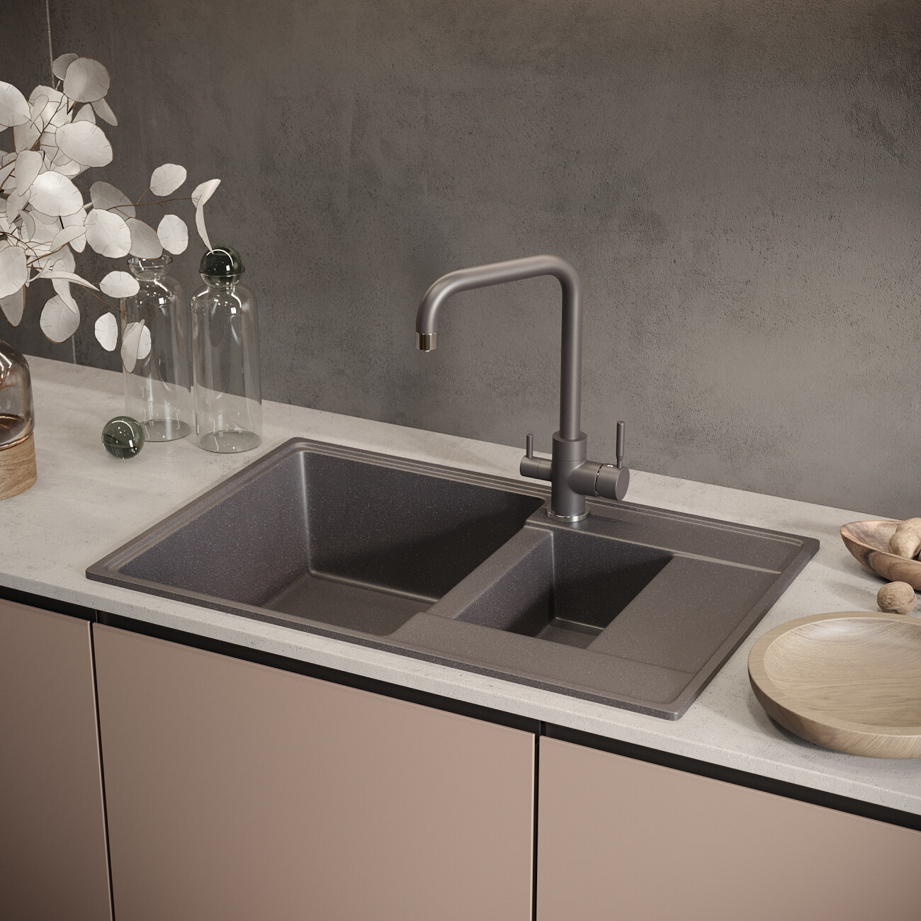 Мойка кухонная космос Domaci "Солерно" DP 780 1,5 K-08 - изображение 4