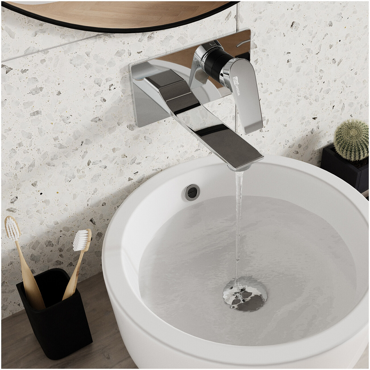 Смеситель для раковины встраиваемый из латуни хром Wasserkraft 3230 - изображение 3