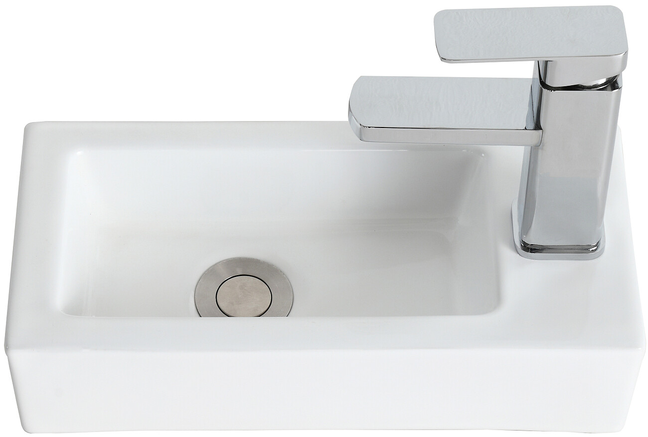 Рукомойник подвесной фарфоровый прямоугольный 19х37 см белый Stworki "Нарвик" NR-01rn - изображение 3