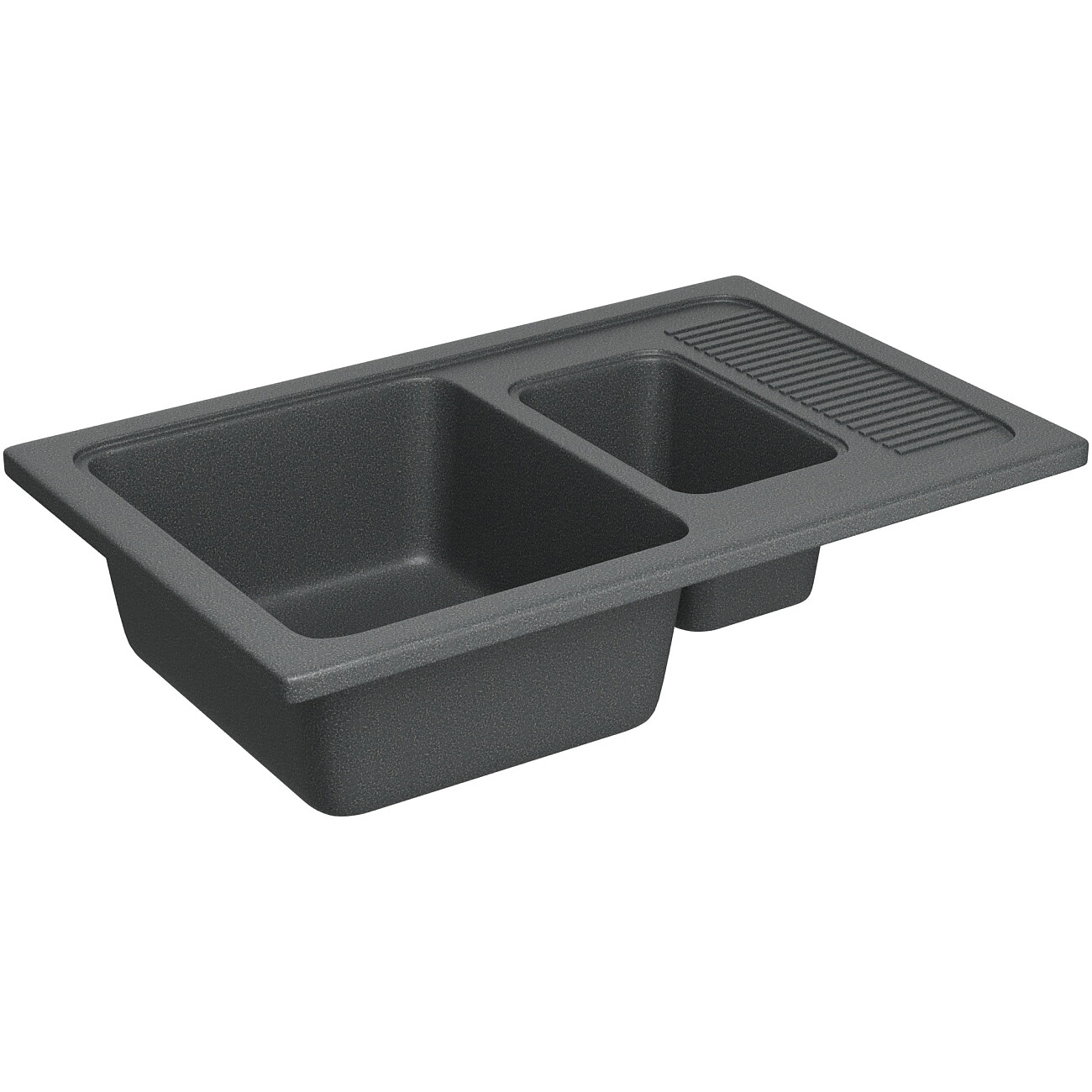 Мойка кухонная двойная из искусственного мрамора 49,5х77 см антрацит Domaci "Парма" 77-49-225 - изображение 3