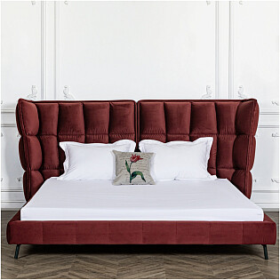 Кровать двуспальная бордовая 180х200 Husk2