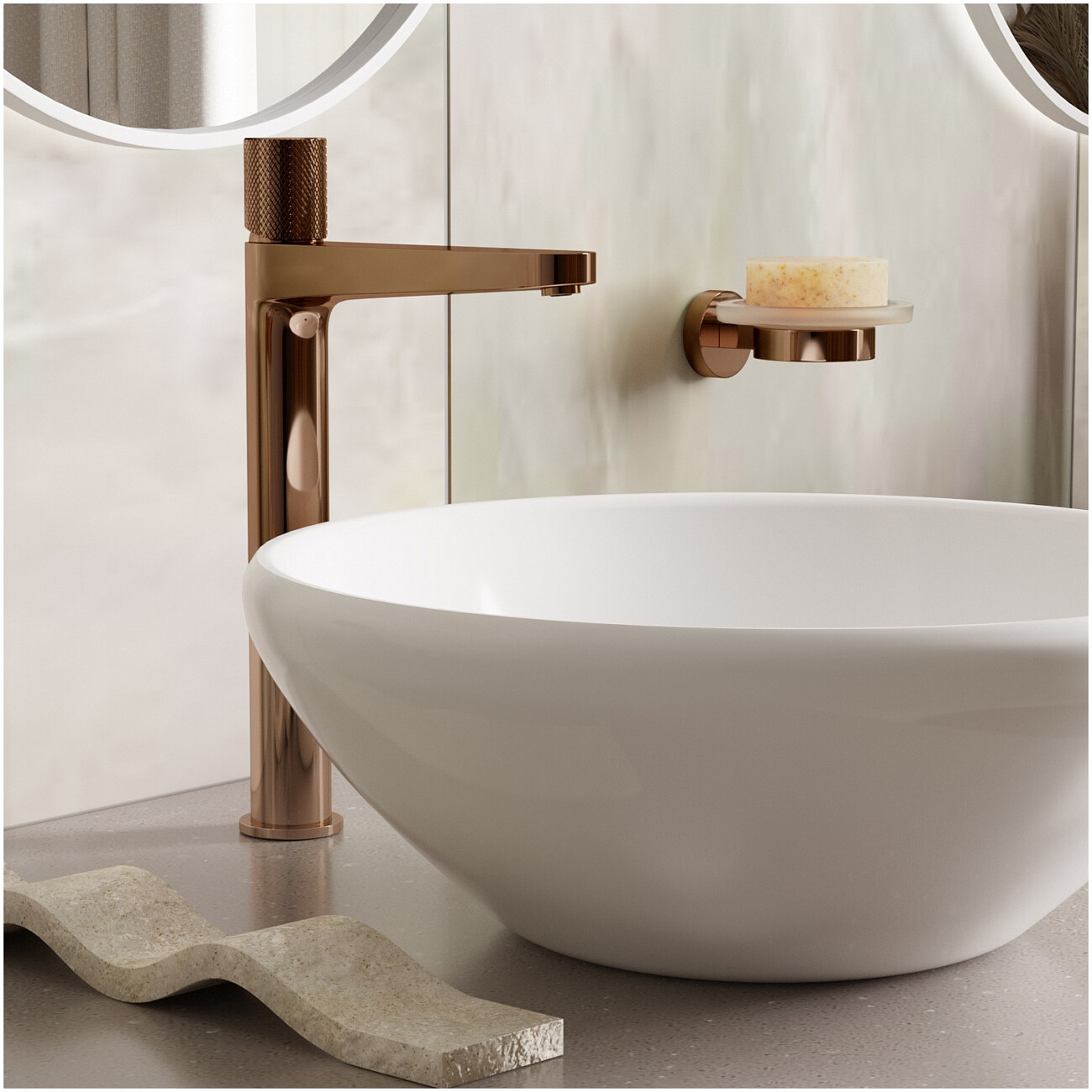 Смеситель для раковины из латуни розовое золото Wasserkraft 8803H - изображение 2