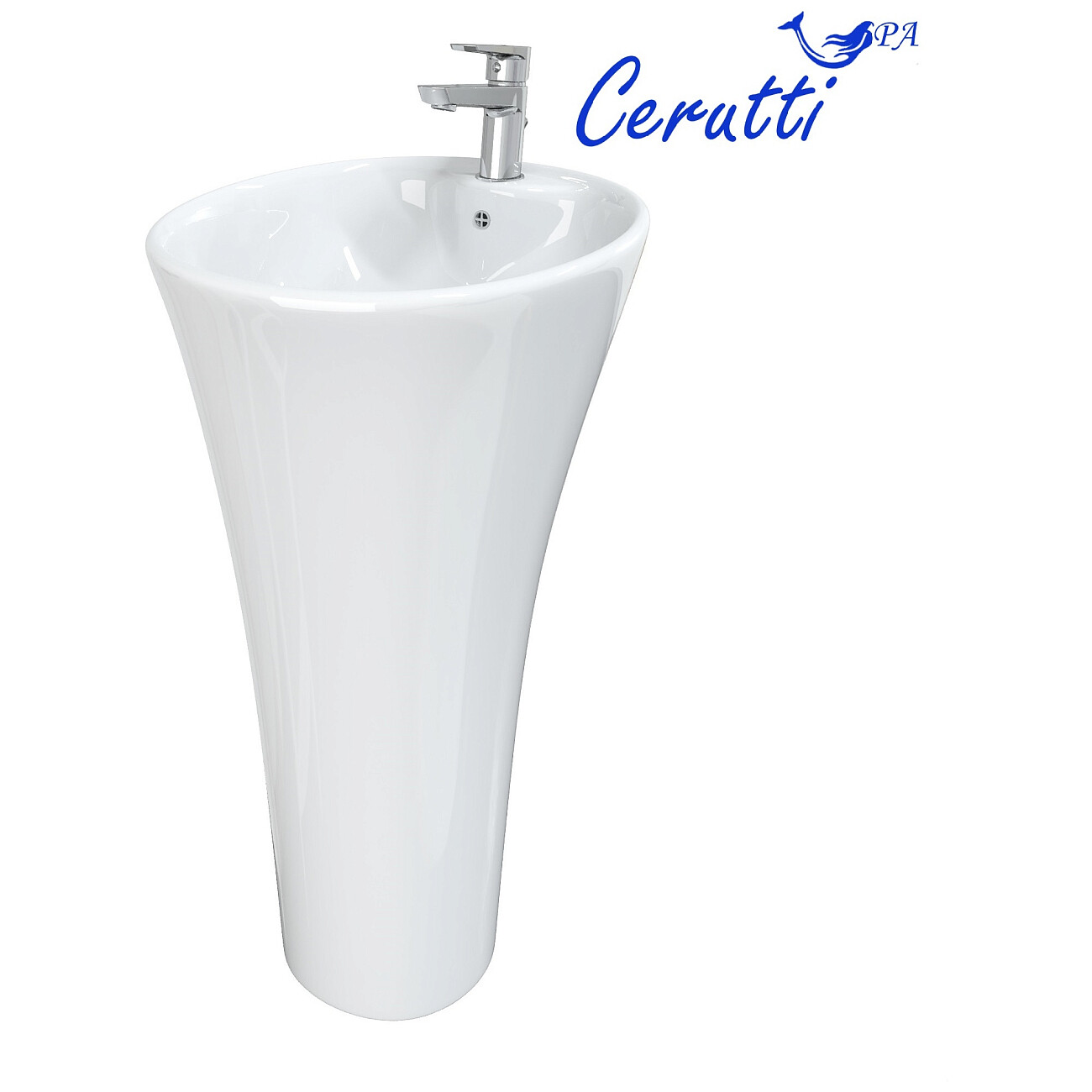 Раковина напольная фарфоровая круглая 87х46 см белая Cerutti SPA Adelina CT7274 - изображение 9