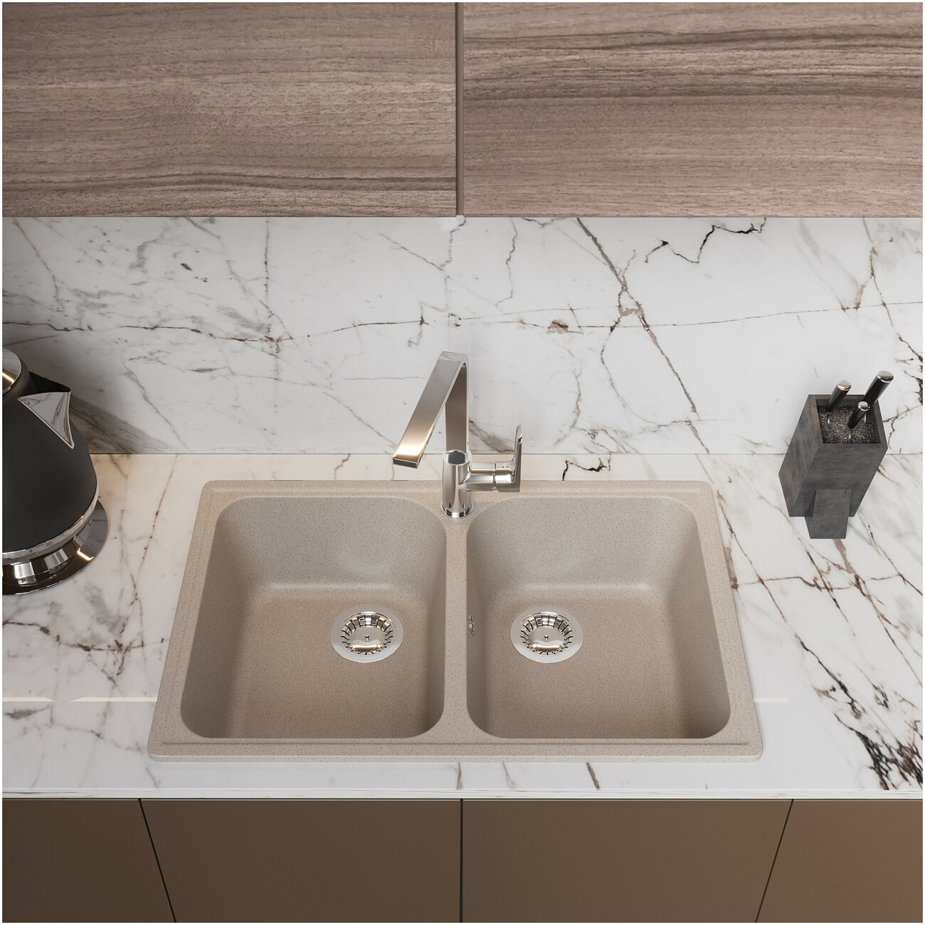 Мойка кухонная бежевая Domaci "Болонья" М-260-003 - изображение 8