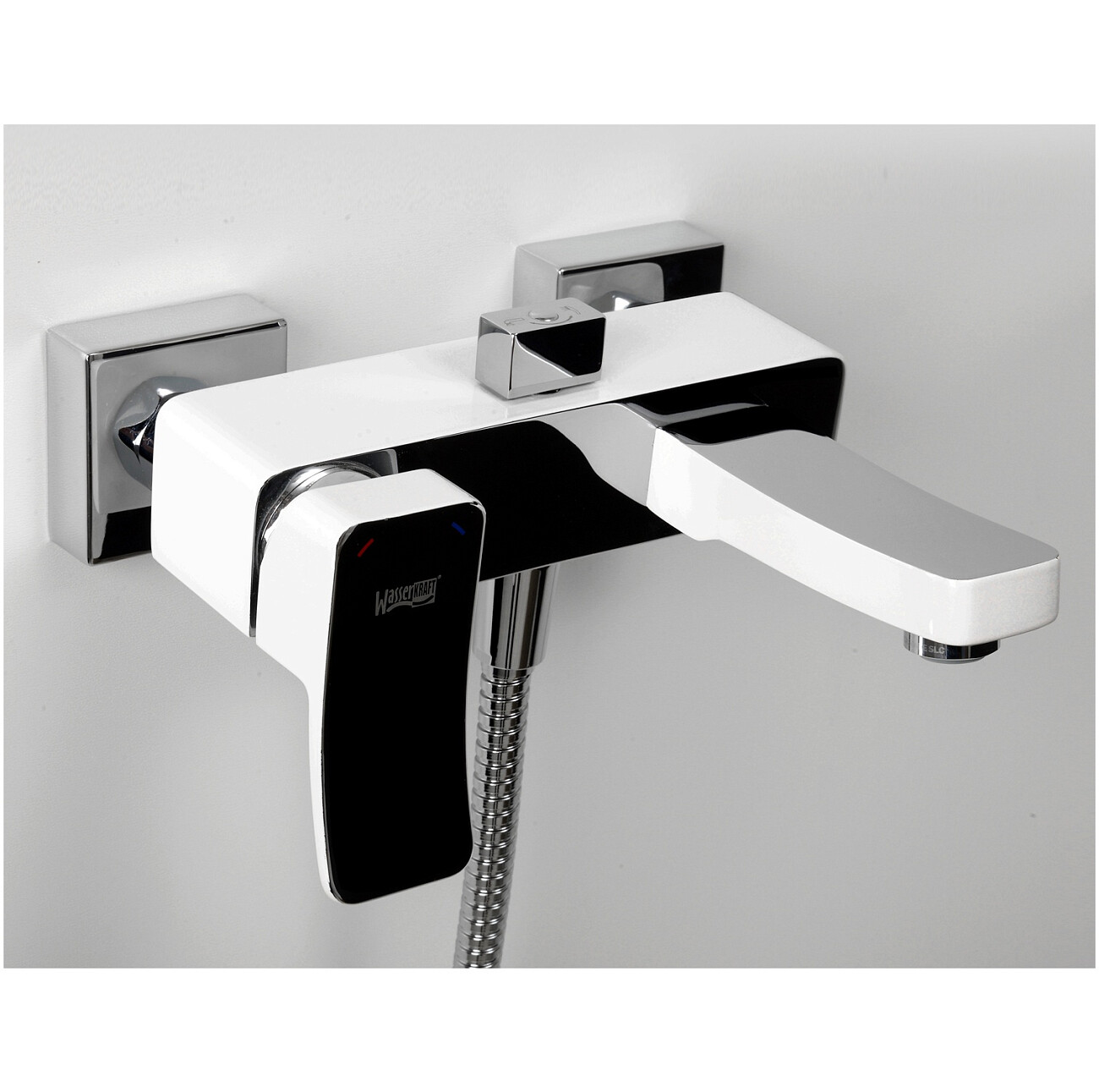 Душевой комплект с лейкой и коротким изливом белый, хром Wasserkraft Aller 1061WHITE - изображение 2