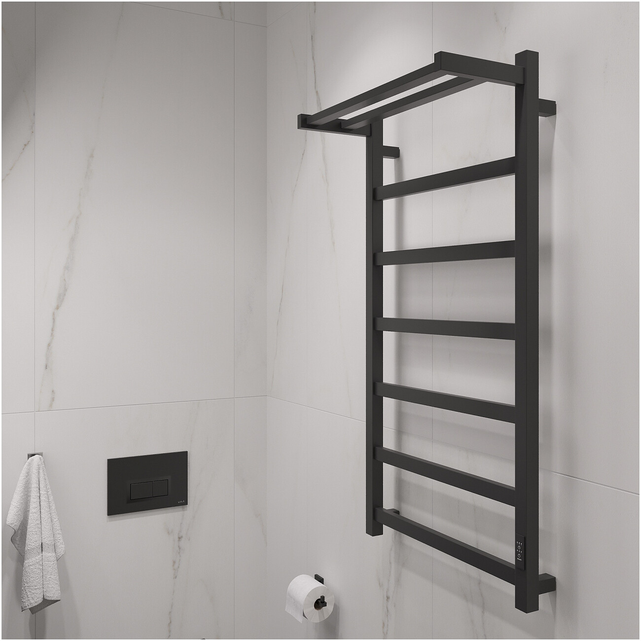 Полотенцесушитель электрический с полкой 100х50 см черный Ewrika "Пенелопа КВ7" 4657812418422 - изображение 5