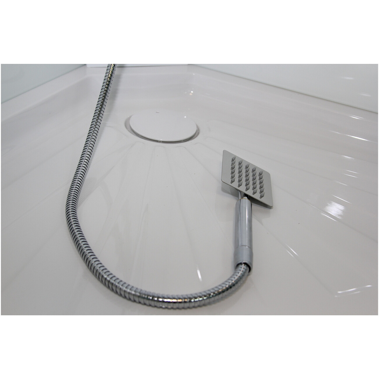 Душевая кабина квадратная без крыши с низким поддоном 90х90 см хром, белая Cerutti SPA Mimi 901T - изображение 8