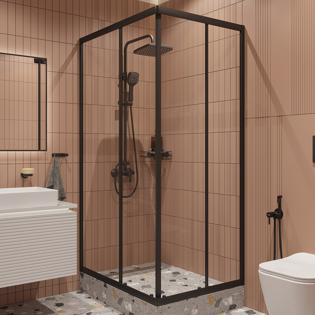 Душевой уголок прямоугольный 100х80 см черный Diwo "Углич" Щ0000058929 - изображение 2