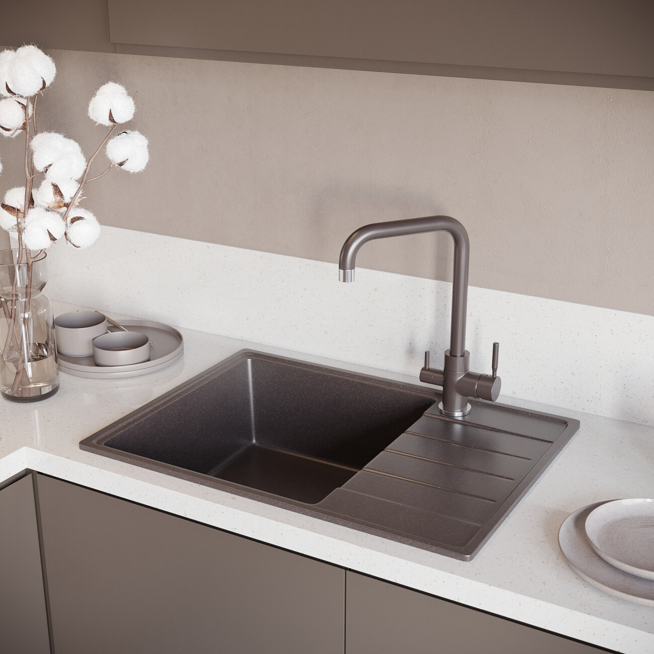 Смеситель для кухни с изливом для фильтрованной воды трюфель Domaci "Солерно" UQ-019-06 - изображение 5