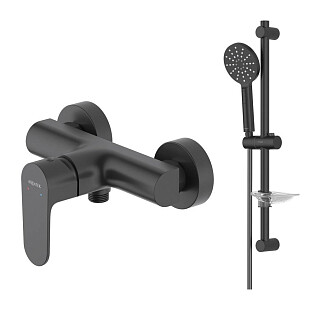 Душевой комплект с лейкой и смесителем черный Aquatek &quot;Оберон&quot; Q1232MB