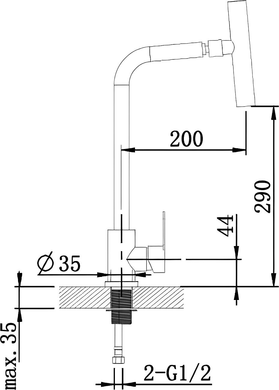 Смеситель для кухни однорычажный с поворотным изливом хром Domaci "Равенна" D99-009ni - изображение 2