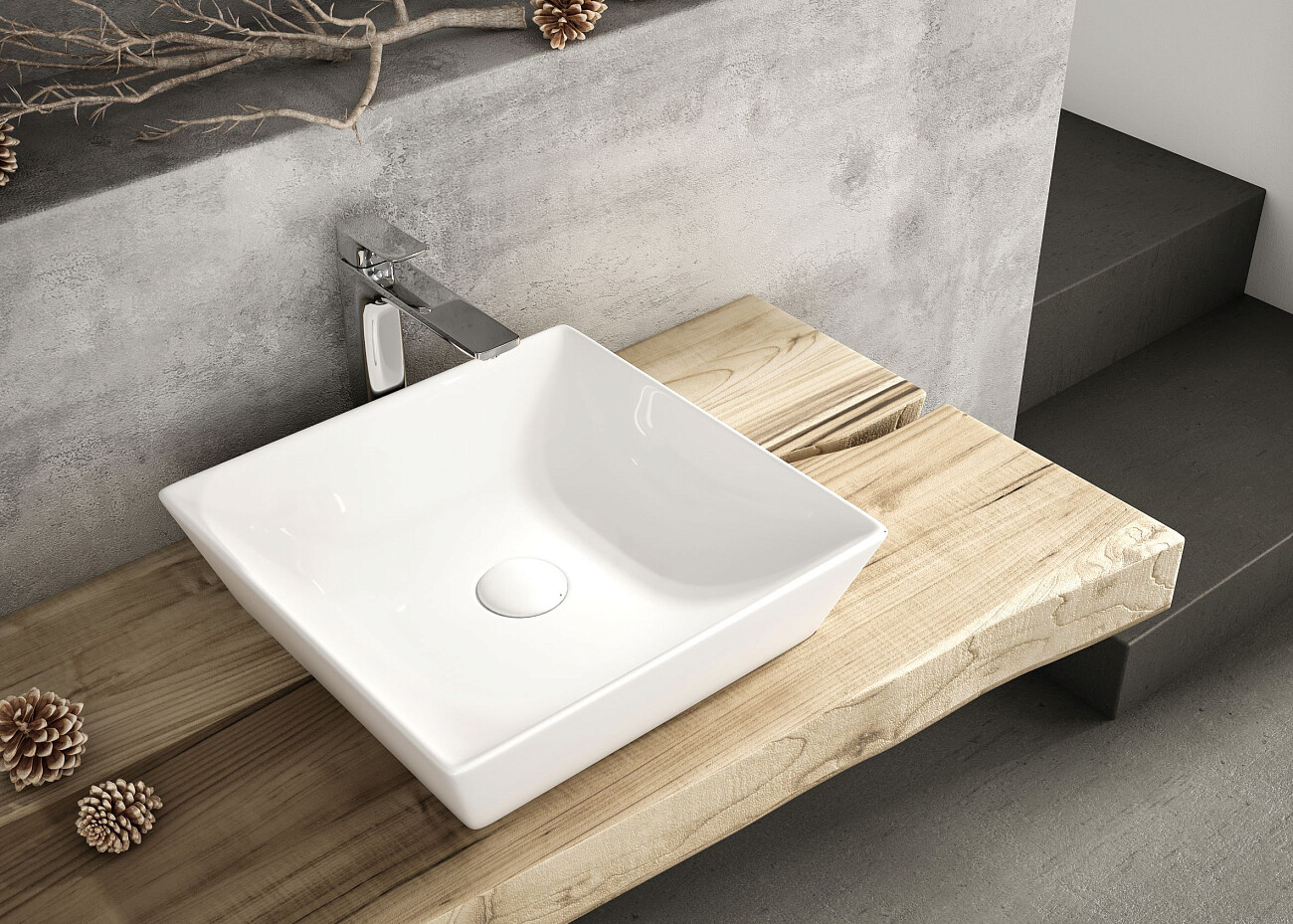 Раковина накладная керамическая квадратная 40 см белая Stworki 3040-KL - изображение 6