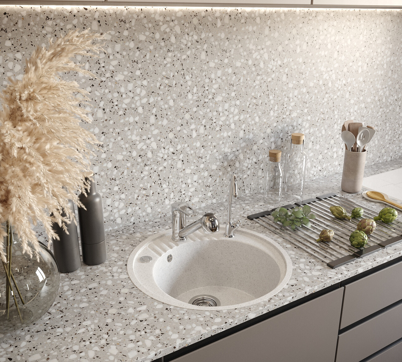 Мойка кухонная белая Domaci "Бьелла" DMC-05S-331 - изображение 2