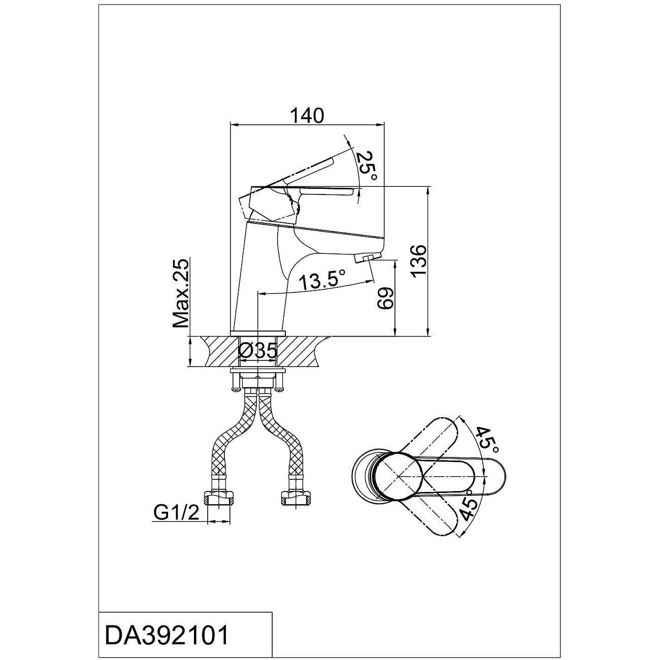 Смеситель для раковины однорычажный хром D&K Rhein Marx DA1392101 - изображение 2