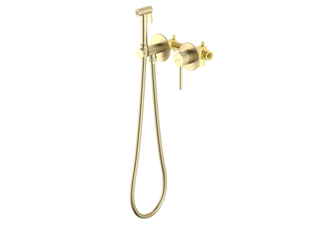Гигиенический душ со встраиваемым смесителем золотой Aquatek "Европа" AQ1319BG - изображение 2