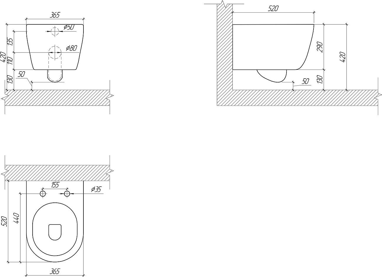 Унитаз подвесной с инсталляцией и кнопкой смыва белый Diwo "Коломна" 0700 4501 7310 - изображение 3