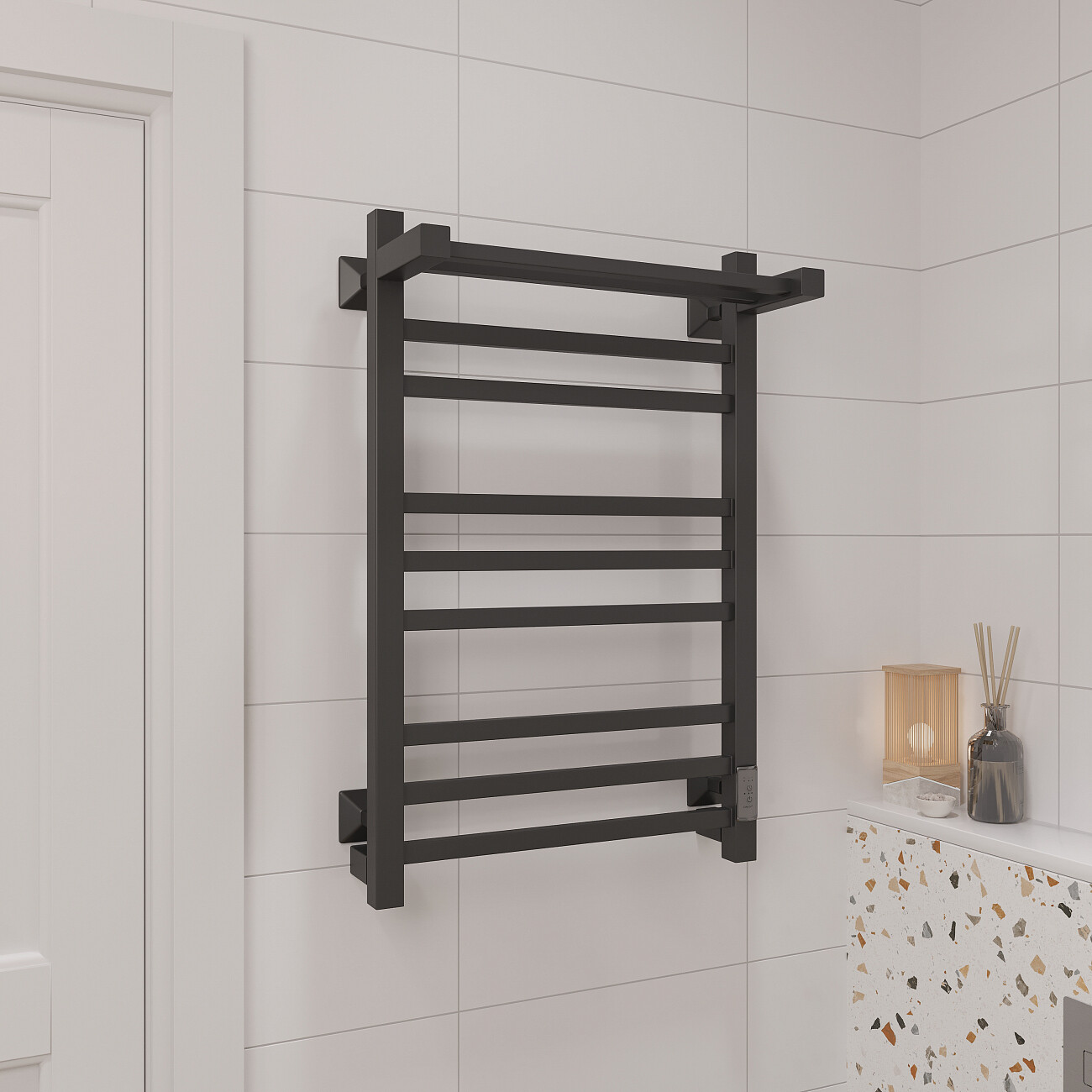 Полотенцесушитель электрический 80х50 см черный Ewrika "Пенелопа КВ" - изображение 3