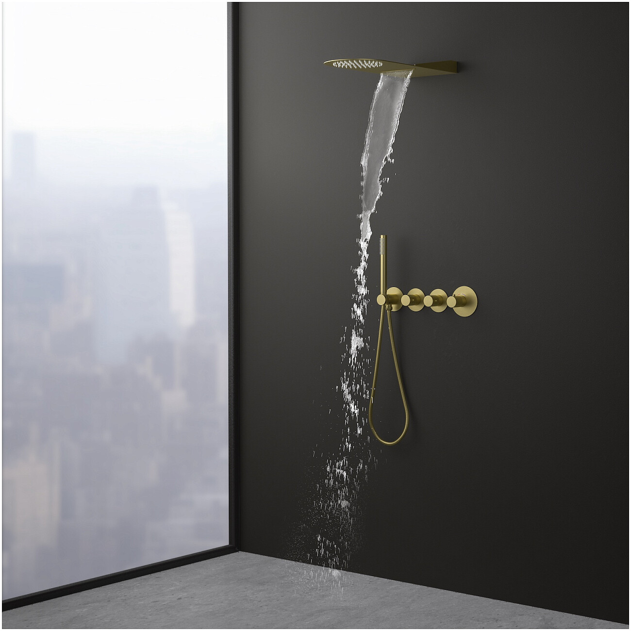 Душевой комплект встраиваемый с верхним душем и термостатом золото матовое Timo Saona SX-2350-17SM - изображение 4