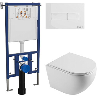 Унитаз подвесной Agger AT03100 с инсталляцией Diwo 4501, с кнопкой смыва белой 7320