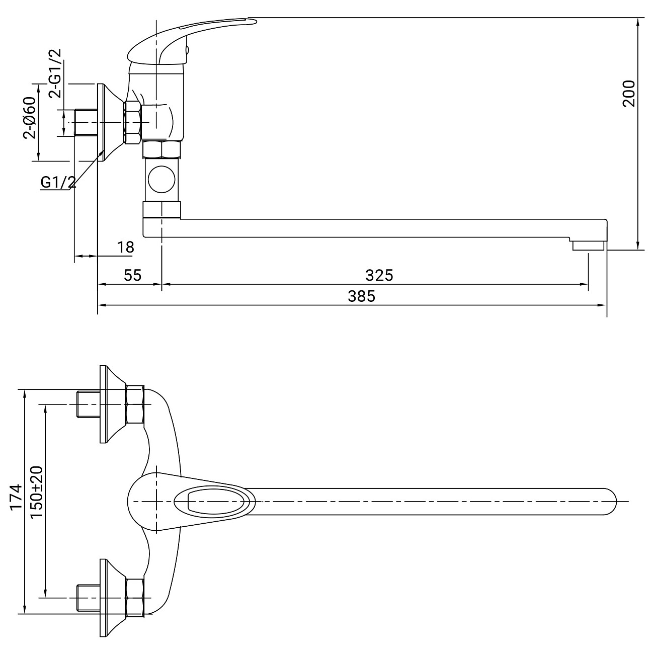 Смеситель для ванны однорычажный с душевым гарнитуром хром Juguni Phoenix JGN0120 0402.609 - изображение 9