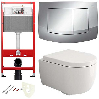 Унитаз подвесной белый Bocchi Parma 1417-001-0129 с инсталляцией TECEbase 2.0 9400405