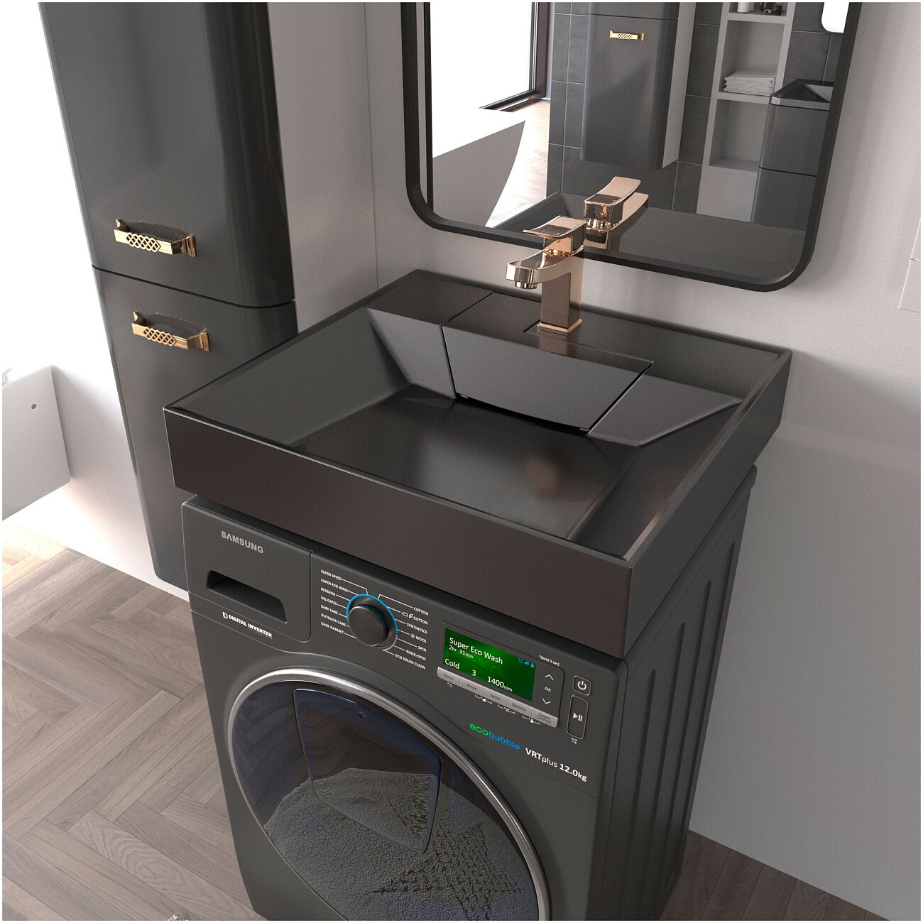 Раковина на стиральную машину 60x55 см черная Stworki "Дублин" - изображение 8