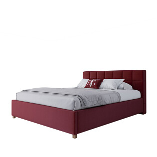 Кровать двуспальная с мягким изголовьем 160х200 красная Wales