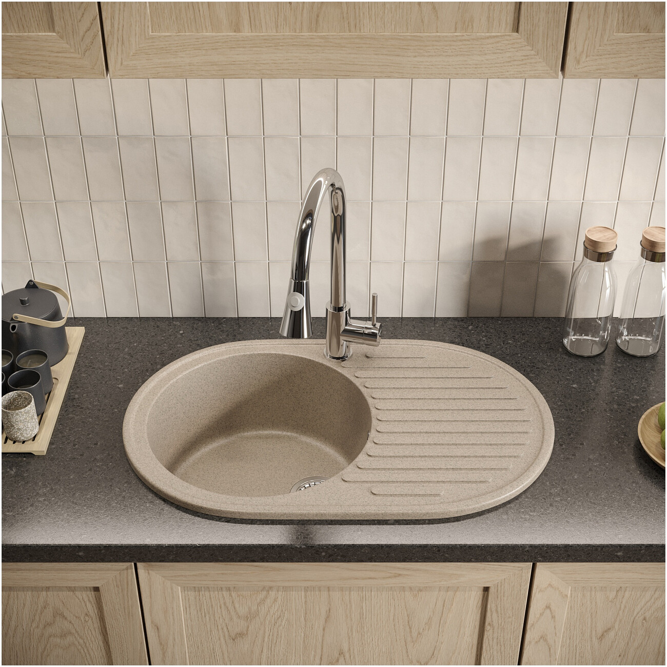 Мойка кухонная песочная Domaci "Болонья" М-11-004 - изображение 7