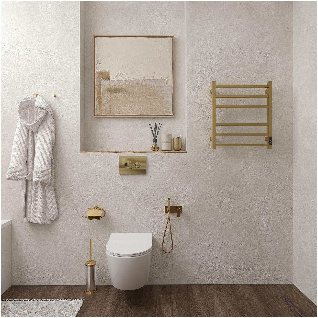 Полотенцесушитель электрический 60х50 см золотой Stworki "Пенелопа" L2 - изображение 10