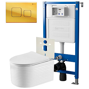 Унитаз подвесной &quot;Омега&quot; PN41902 с инсталляцией &quot;Элемент&quot; PN45120 и кнопкой смыва &quot;Афина&quot; PN44041G