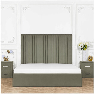 Кровать двуспальная с подъемным механизмом и ящиком для белья 160х200 оливковая Amore