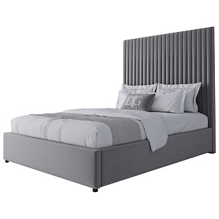 Кровать полутораспальная подростковая с мягким изголовьем 140х200 серая Mora